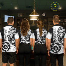 Load image into Gallery viewer, Black And White Funny Lion Billiard Shirt For Men Custom 8 Ball Pool Team Jersey Polo &amp; 1/4 Zip TDM6321