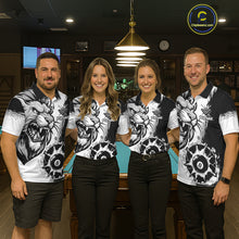 Load image into Gallery viewer, Black And White Funny Lion Billiard Shirt For Men Custom 8 Ball Pool Team Jersey Polo &amp; 1/4 Zip TDM6321