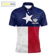 Load image into Gallery viewer, Personalized Vintage Texas Flag Billiard Shirt For Men, Patriotic Pool Team Jersey Polo &amp; 1/4 Zip TDM6331