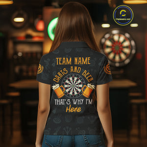 Darts And Beer That's Why I'm Here Custom Skeleton Dart Shirts For Women, Funny Drinking Jerseys TDM3989