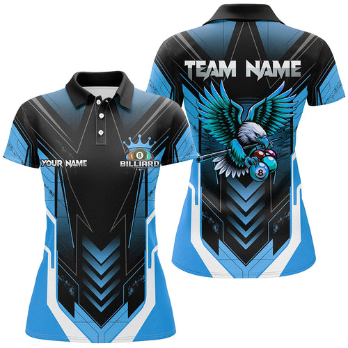 Personalized Funny Eagle Billiard Shirts For Women Custom Name Blue Billiard Balls Sports Jerseys TDM2223