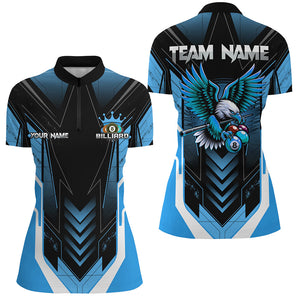 Personalized Funny Eagle Billiard Shirts For Women Custom Name Blue Billiard Balls Sports Jerseys TDM2223