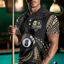 Load image into Gallery viewer, Personalized 8 Ball 9 Ball Tribal Billiard Shirt For Men Custom Pool Team Jersey Polo &amp; 1/4 Zip TDM6335