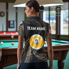 Load image into Gallery viewer, Personalized 8 Ball 9 Ball Tribal Billiard Shirt For Women Custom Pool Team Jersey Polo &amp; 1/4 Zip TDM6335