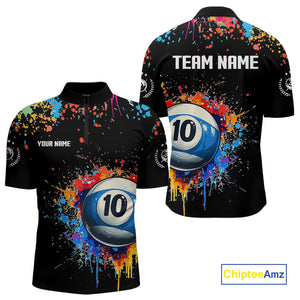 Funny 10 Ball Pool Colorful Paint Splash Custom Billiard Shirt For Men, Billiard Team Jerseys TDM4346