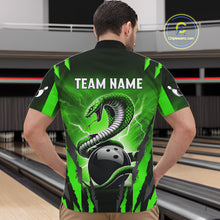 Load image into Gallery viewer, Green Thunder Lightning Cobra Snake Bowling Shirts For Men Custom Bowling Jersey Polo &amp; 1/4 Zip TDM6084