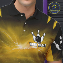 Load image into Gallery viewer, Yellow Thunder Lightning Cobra Snake Bowling Shirts For Men Custom Bowling Jersey Polo &amp; 1/4 Zip TDM6085
