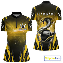 Load image into Gallery viewer, Yellow Thunder Lightning Cobra Snake Bowling Shirts For Women Custom Bowling Jersey Polo &amp; 1/4 Zip TDM6085