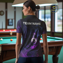Load image into Gallery viewer, Personalized 3D Purple Billiard Jerseys For Women, Lightning 8 Ball Pool Billiard Team Shirts TDM4010