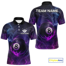 Load image into Gallery viewer, Personalized 3D Purple Billiard Jerseys For Men, Lightning 8 Ball Pool Billiard Team Shirts TDM4010