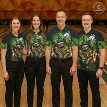 Load image into Gallery viewer, Custom Green Funny Sloth Tropical Bowling Shirts For Women, Bowling Team Jersey Polo &amp; 1/4 Zip TDM6529