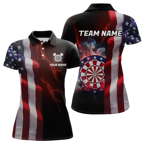 Personalized Lightning American Flag Dartboard Smoke Dart Shirts For Women Team Patriotic Dart Jersey TDM3745