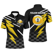 Load image into Gallery viewer, Personalized 9 Ball Pool Tournament Billiards Shirts For Men, Yellow Black 9 Ball Billiard Jerseys TDM1837