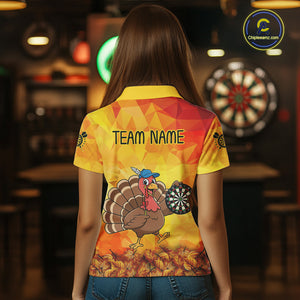 Funny Turkey Autumn Darts Shirt For Women Custom Thanksgiving Shirt For Dart Lover, Darts Jersey TDM4804