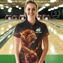 Load image into Gallery viewer, Personalized Fire Flame Lion Bowling Jersey For Women Custom Bowling Team Shirt Polo &amp; 1/4 Zip TDM6115