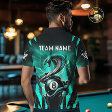 Load image into Gallery viewer, Customized Thunder Lightning Cobra Snake Men Billiard Shirt, 8 Ball Billiard Team Jersey|Turquoise TDM4020