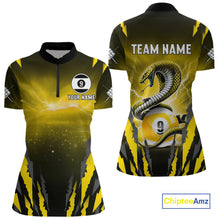 Load image into Gallery viewer, Personalized 9 Ball Thunder Lightning Cobra Snake Women Billiard Shirts, 9 Ball Pool Team Jerseys TDM4022