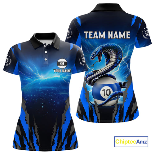Personalized 10 Ball Thunder Lightning Cobra Snake Women Billiard Shirts, 10 Ball Pool Team Jersey TDM4023