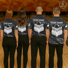 Load image into Gallery viewer, Personalized Grunge Camo Bowling Jersey For Women, Bowling League Team Shirts Polo &amp; 1/4 Zip TDM6542