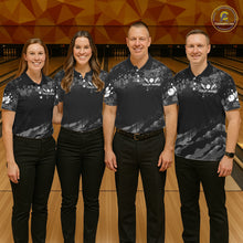 Load image into Gallery viewer, Custom Black And Grey Camo Bowling Shirt For Women, Grunge Bowling Team Jersey Polo &amp; 1/4 Zip TDM6543