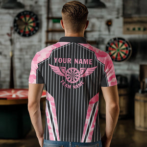 Pink Camo Dartboard Pulse Heartbeat Custom Men Dart Shirts, Funny Wings Cool Dart Team Jerseys TDM2787