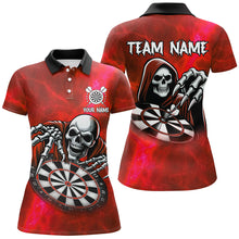 Load image into Gallery viewer, Grim Reaper Custom Red Dart Shirts For Women, Personalized Name 3D Skull Dart Team Jerseys TDM3019