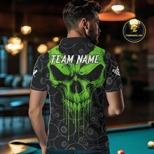 Load image into Gallery viewer, Personalized Skull 8 Ball Billiard Shirt For Men Custom Pool Team Jersey Polo &amp; 1/4 Zip |Green TDM6361