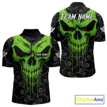 Load image into Gallery viewer, Personalized Skull 8 Ball Billiard Shirt For Men Custom Pool Team Jersey Polo &amp; 1/4 Zip |Green TDM6361