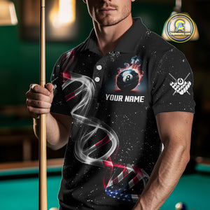 Customized American Flag Smoke DNA 8 Ball Pool Jersey For Men, Patriotic Billiard Team Shirts TDM4625