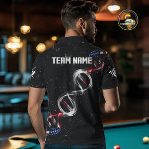 Customized American Flag Smoke DNA 8 Ball Pool Jersey For Men, Patriotic Billiard Team Shirts TDM4625