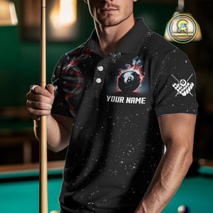 Men's Custom DNA American Flag Smoke 8 Ball Billiard Shirt, Patriotic Pool Jersey Polo & 1/4 Zip TDM4627