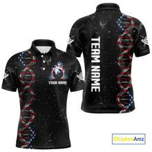 Load image into Gallery viewer, Men&#39;s Custom DNA American Flag Smoke 8 Ball Billiard Shirt, Patriotic Pool Jersey Polo &amp; 1/4 Zip TDM4627