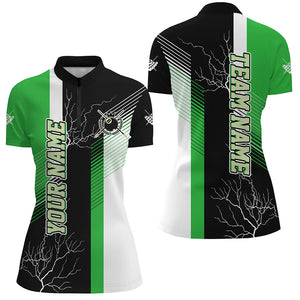 Personalized Black Green Billiard Polo, Quarter Zip For Women Custom 8 Ball Pool Billiard Team Jersey TDM3269