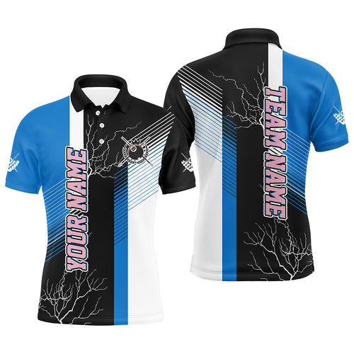 Personalized Black Blue Billiard Polo & Quarter Zip For Men Custom 8 Ball Pool Billiard Team Jersey TDM3270