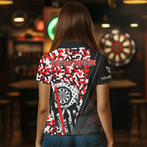 Personalized Red Camo Skull Dart Shirts For Women Custom Funny Skull Dart Jerseys Polo & 1/4 Zip TDM3770