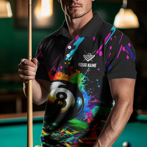 Personalized Colorful 8 Ball Pool Billiard Shirts For Men, Funny Billiard Shirts Pool Team Jerseys TDM3771