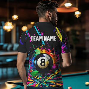 Personalized Colorful 8 Ball Pool Billiard Shirts For Men, Funny Billiard Shirts Pool Team Jerseys TDM3771