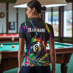 Personalized Colorful 8 Ball Pool Billiard Shirts For Women, Funny Billiard Shirts Pool Team Jerseys TDM3771