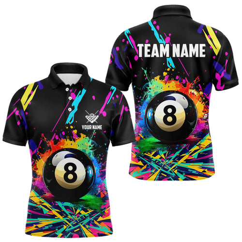 Personalized Colorful 8 Ball Pool Billiard Shirts For Men, Funny Billiard Shirts Pool Team Jerseys TDM3771