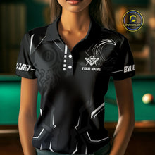 Load image into Gallery viewer, Customized 8 Ball Pool Crown Women Billiard Shirt, White And Black Billiard Team Shirt, Pool Jersey TDM4053
