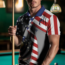 Load image into Gallery viewer, Custom Men&#39;s 8 Ball Billiard Shirts, American Flag Polo &amp; 1/4 Zip Patriotic Pool Team Jerseys TDM4055