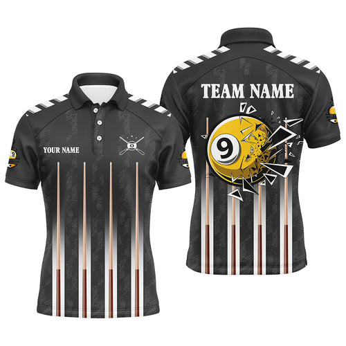 Funny Crack 9 Ball Pool Custom Men Billiard Polo & 1/4 Zip Shirts, 9 Ball Pool Billiard Jerseys TDM3046