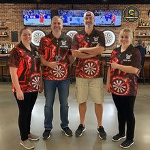 Load image into Gallery viewer, Black And Red Swirl Fire Flame Darts Shirt For Women Custom Darts Jersey Team Polo &amp; 1/4 Zip TDM6145