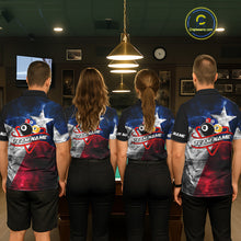 Load image into Gallery viewer, Custom Smoke Texas Flag Billiard Shirt For Men, Patriotic Billiard Team Shirt Polo &amp; Quarter Zip TDM6585