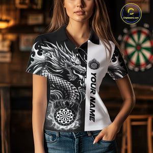 Custom Dragon Dart Shirts For Women, Personalized 3D Dart League Uniform Best Dart Jerseys |White TDM4239