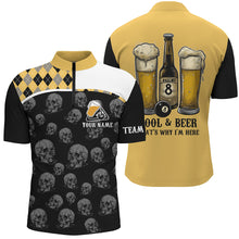 Load image into Gallery viewer, Pool &amp; Beer That's Why I'm Here Custom Men Billiard Shirts, Yellow Black Drinking Billiard Jerseys TDM2092