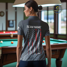 Load image into Gallery viewer, Personalized Billiard US Flag 9 Ball Pool Shirt For Women, Billiard Team Jersey Polo &amp; 1/4 Zip TDM4426