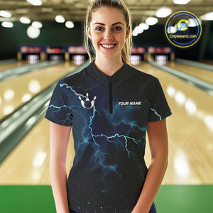 Personalized Thunder Lightning Tornado Funny Bowling Shirt For Women Custom Bowling Team Jersey TDM4854