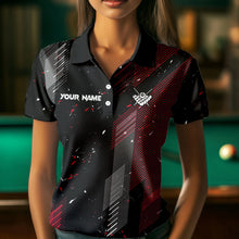 Load image into Gallery viewer, Grunge Black And Red 8 Ball Pool Lights Women&#39;s Billiard Shirts Custom Billiard Jersey Polo &amp; 1/4 Zip TDM3780