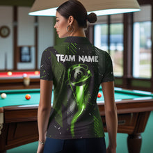 Load image into Gallery viewer, Grunge Black &amp; Green 8 Ball Pool Lights Women&#39;s Billiard Shirts Custom Billiard Jersey Polo &amp; 1/4 Zip TDM3781